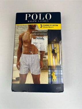 Polo Ralph Lauren Men's Classic Fit Cotton Woven Boxers 3 Pack Size S